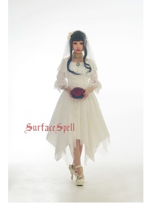 Surface Spell Gothic "White crystal and black agate" steel boned high waist multi-layer skirt